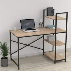 Garnero Arredamenti Scrivanie Per Ragazzi|Scrivanie Ufficio-Scrivania 120x120cm moderna con libreria rovere Patricia