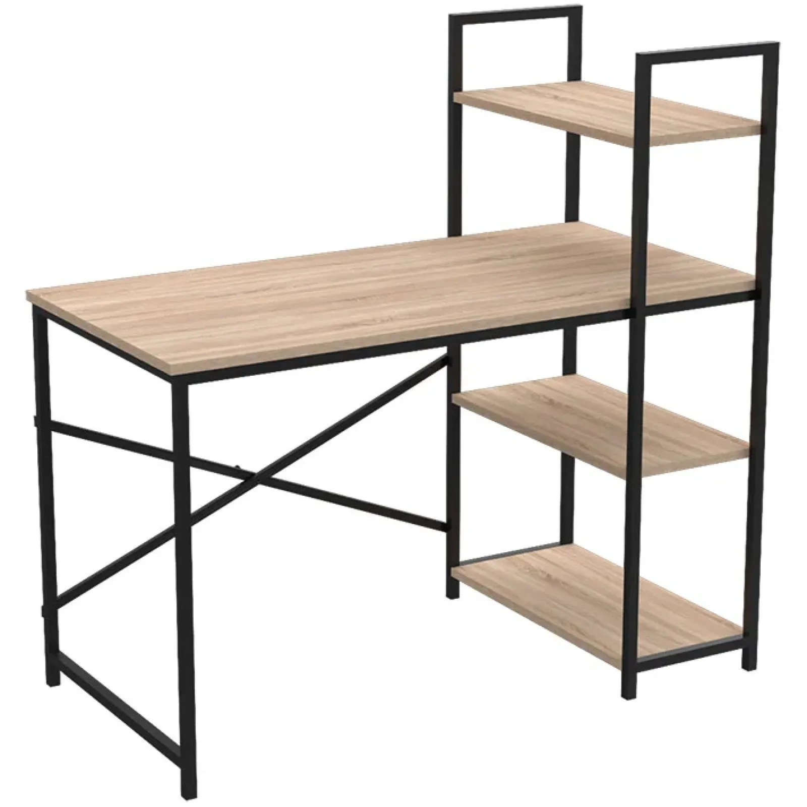 Garnero Arredamenti Scrivanie Per Ragazzi|Scrivanie Ufficio-Scrivania 120x120cm moderna con libreria rovere Patricia