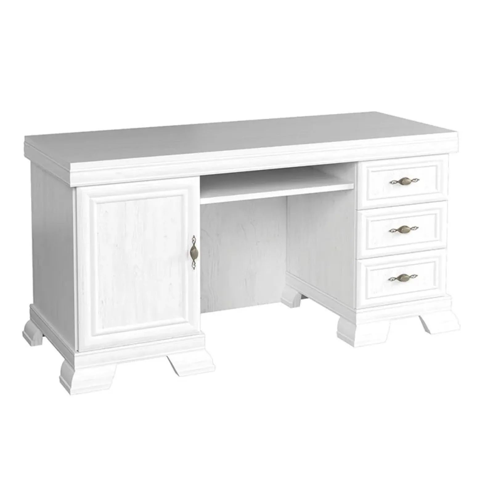 Garnero Arredamenti Scrivanie Ufficio|Scrivanie Ufficio-Scrivania 148x75cm shabby 3 cassetti Kelly Bianco Frassinato