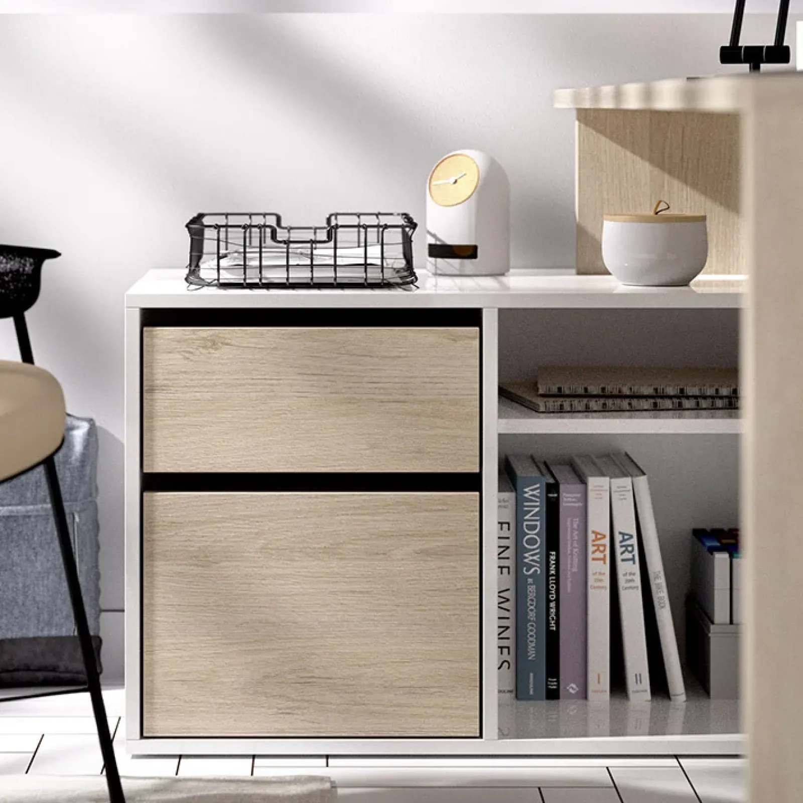 Garnero Arredamenti Scrivanie Per Ragazzi|Scrivanie Ufficio-Scrivania 139x92cm ufficio angolare bianco lucido rovere Teddy Rovere - Bianco Lucido