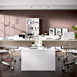 Garnero Arredamenti Scrivanie Per Ragazzi|Scrivanie Ufficio-Scrivania 139x92cm ufficio angolare bianco lucido rovere Teddy Rovere - Bianco Lucido