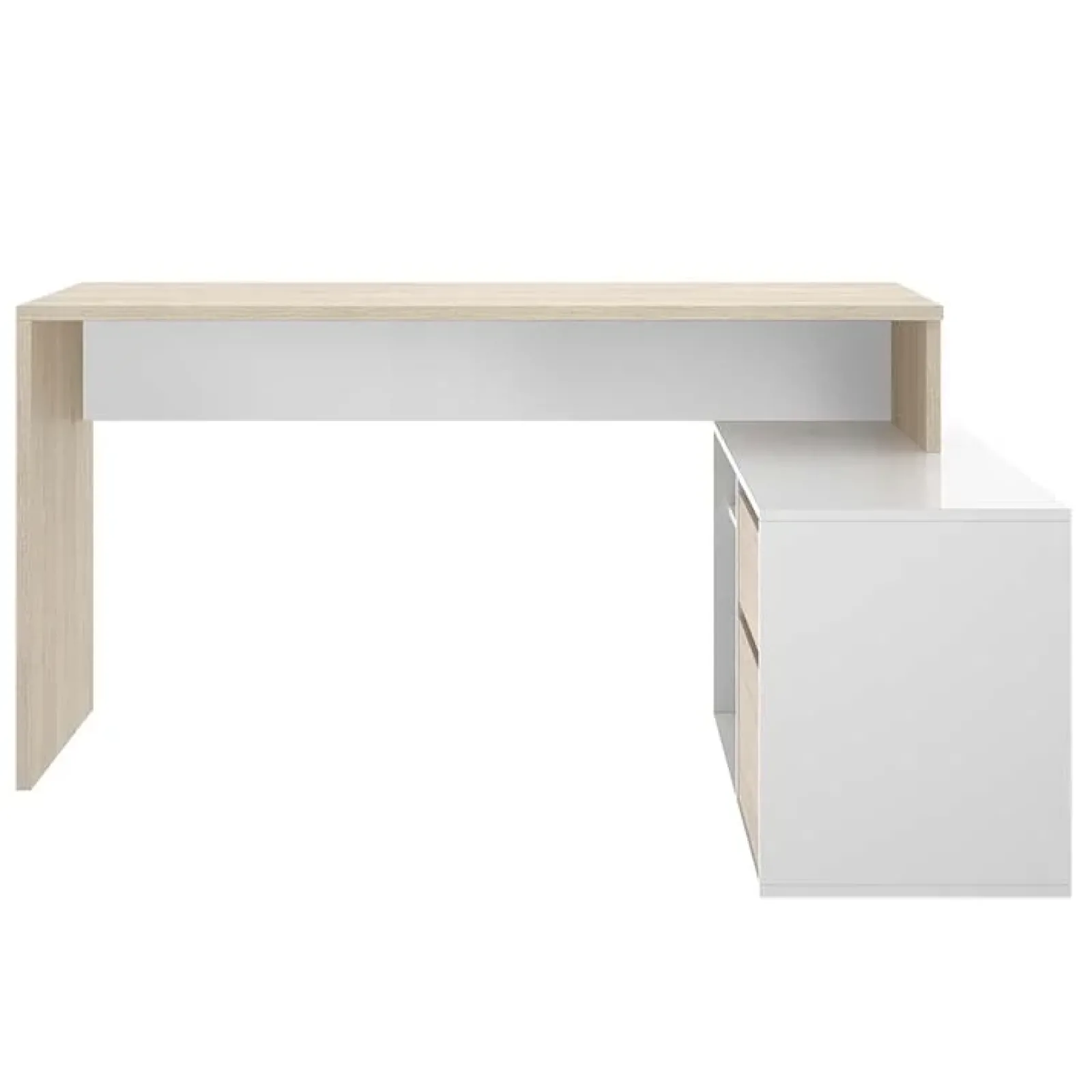 Garnero Arredamenti Scrivanie Per Ragazzi|Scrivanie Ufficio-Scrivania 139x92cm ufficio angolare bianco lucido rovere Teddy Rovere - Bianco Lucido