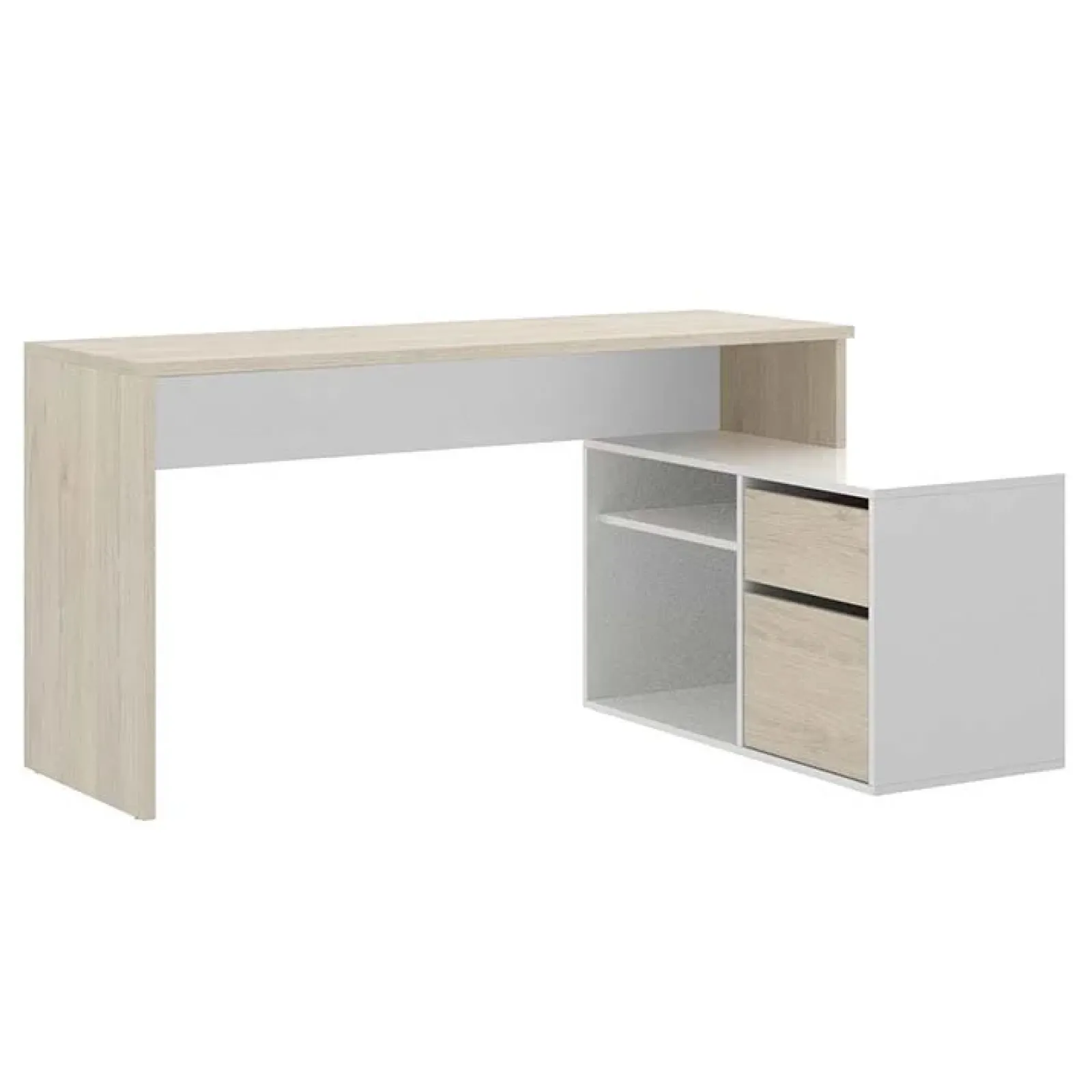 Garnero Arredamenti Scrivanie Per Ragazzi|Scrivanie Ufficio-Scrivania 139x92cm ufficio angolare bianco lucido rovere Teddy Rovere - Bianco Lucido