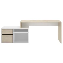 Garnero Arredamenti Scrivanie Per Ragazzi|Scrivanie Ufficio-Scrivania 139x92cm ufficio angolare bianco lucido rovere Teddy Rovere - Bianco Lucido