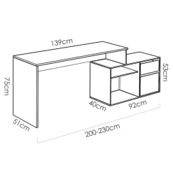 Garnero Arredamenti Scrivanie Per Ragazzi|Scrivanie Ufficio-Scrivania 139x92cm ufficio angolare bianco lucido rovere Teddy Rovere - Bianco Lucido