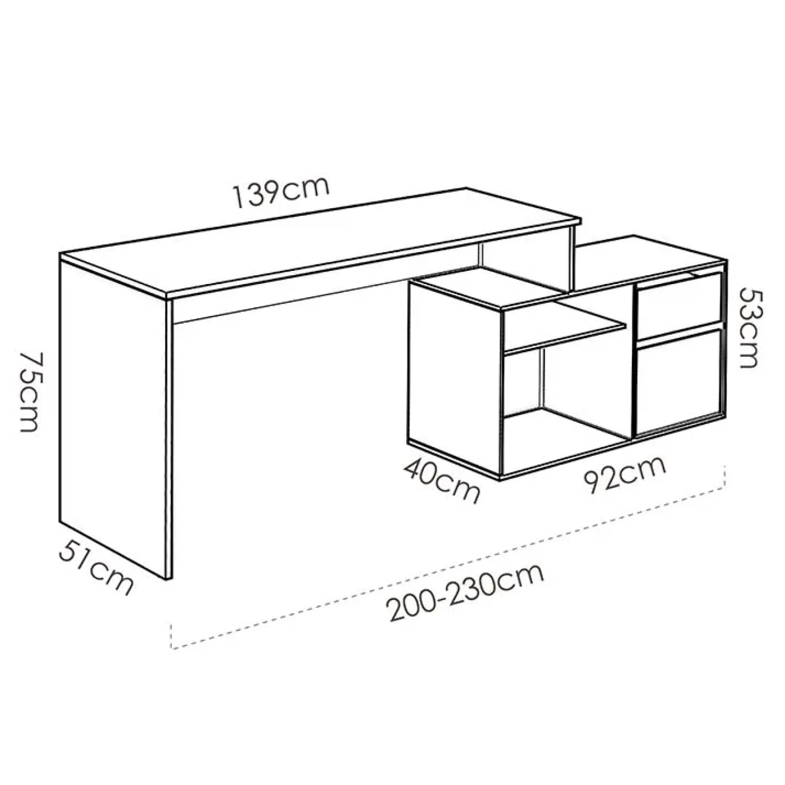 Garnero Arredamenti Scrivanie Per Ragazzi|Scrivanie Ufficio-Scrivania 139x92cm ufficio angolare bianco lucido rovere Teddy Rovere - Bianco Lucido