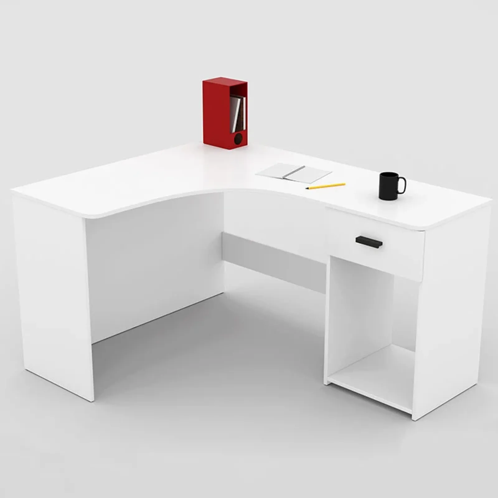 Garnero Arredamenti Scrivanie Per Ragazzi|Scrivanie Ufficio-Scrivania 155x75cm ufficio angolare salvaspazio bianco William Bianco Opaco