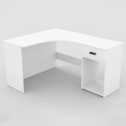 Garnero Arredamenti Scrivanie Per Ragazzi|Scrivanie Ufficio-Scrivania 155x75cm ufficio angolare salvaspazio bianco William Bianco Opaco