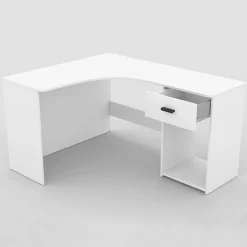 Garnero Arredamenti Scrivanie Per Ragazzi|Scrivanie Ufficio-Scrivania 155x75cm ufficio angolare salvaspazio bianco William Bianco Opaco