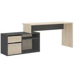 Garnero Arredamenti Scrivanie Per Ragazzi|Scrivanie Ufficio-Scrivania 139x92cm ufficio angolare moderna rovere grafite Teddy Rovere - Grafite