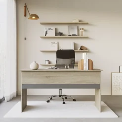 Garnero Arredamenti Scrivanie Ufficio|Scrivanie Ufficio-Scrivania 140x60cm ufficio moderna rovere antracite lucido Time Q