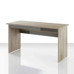 Garnero Arredamenti Scrivanie Ufficio|Scrivanie Ufficio-Scrivania 140x60cm ufficio moderna rovere antracite lucido Time Q