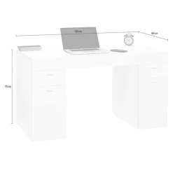 Garnero Arredamenti Scrivanie Per Ragazzi|Scrivanie Ufficio-Scrivania 130x60cm ufficio moderna bianco frassinato Becka big