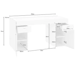 Garnero Arredamenti Scrivanie Per Ragazzi|Scrivanie Ufficio-Scrivania 130x60cm ufficio moderna bianco frassinato Becka big