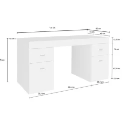 Garnero Arredamenti Scrivanie Per Ragazzi|Scrivanie Ufficio-Scrivania 130x60cm ufficio moderna bianco frassinato Becka big