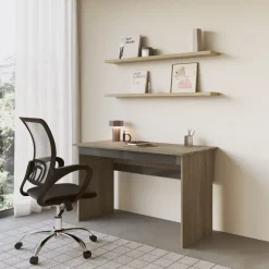 Garnero Arredamenti Scrivanie Ufficio|Scrivanie Ufficio-Scrivania 120x60cm ufficio moderna rovere antracite lucido Time N