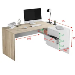 Garnero Arredamenti Scrivanie Per Ragazzi|Scrivanie Ufficio-Scrivania 145x108cm ufficio reversibile bianco opaco rovere Work
