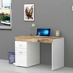 Garnero Arredamenti Scrivanie Per Ragazzi|Scrivanie Ufficio-Scrivania 100x60cm ufficio salvaspazio bianco lucido pero Becka