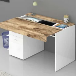 Garnero Arredamenti Scrivanie Per Ragazzi|Scrivanie Ufficio-Scrivania 100x60cm ufficio salvaspazio bianco lucido pero Becka