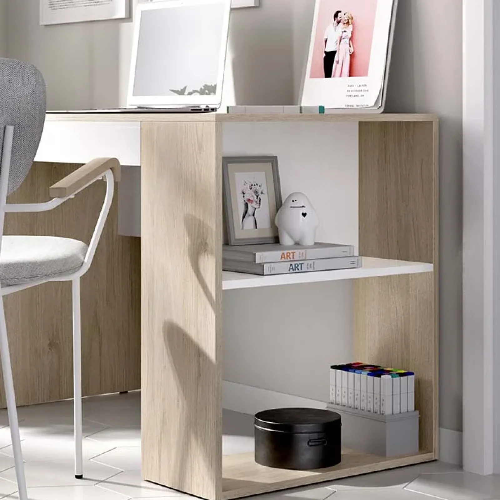 Garnero Arredamenti Scrivanie Per Ragazzi|Scrivanie Ufficio-Scrivania 115x50cm ufficio salvaspazio rovere bianco opaco Tiger Rovere - Bianco opaco