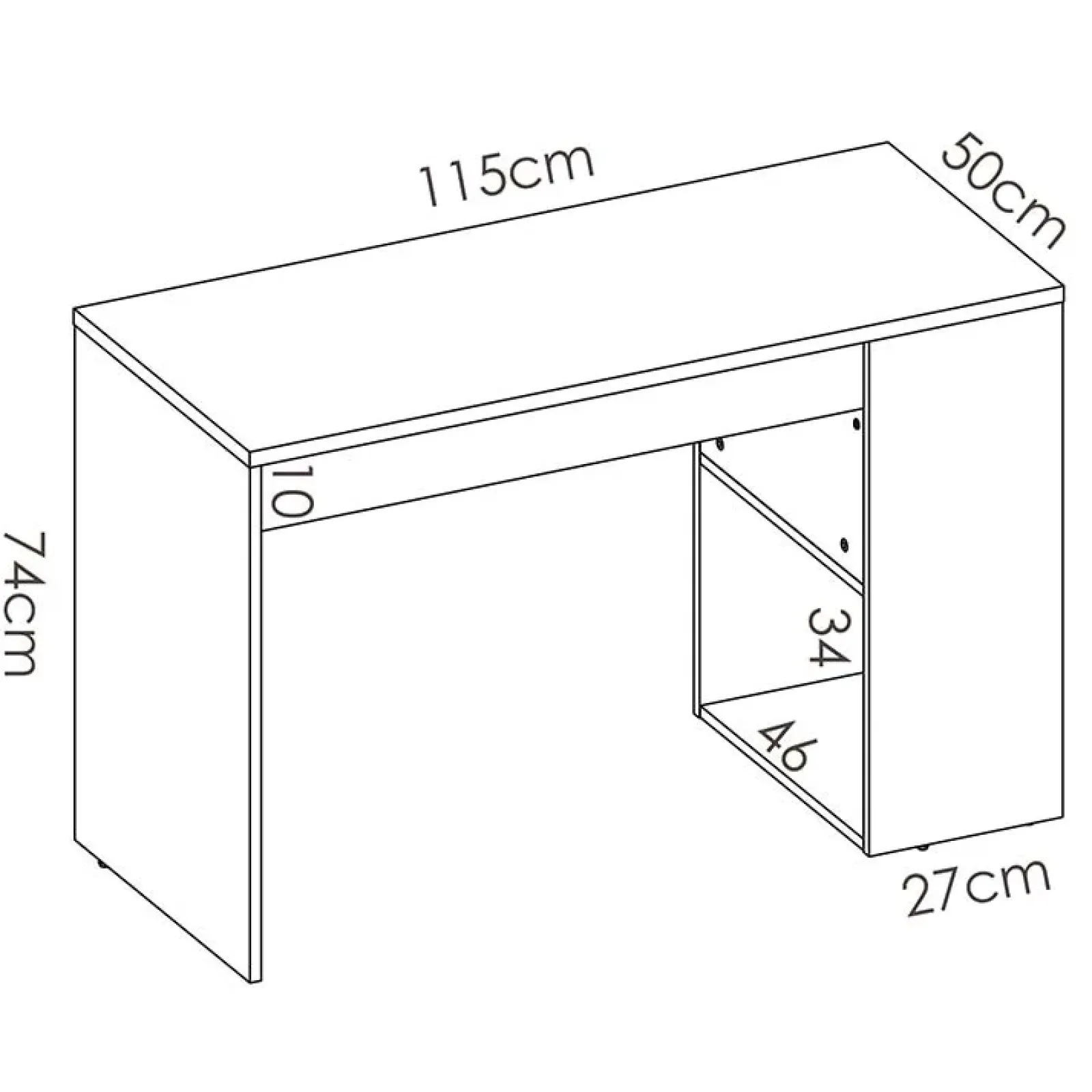 Garnero Arredamenti Scrivanie Per Ragazzi|Scrivanie Ufficio-Scrivania 115x50cm ufficio salvaspazio rovere bianco opaco Tiger Rovere - Bianco opaco