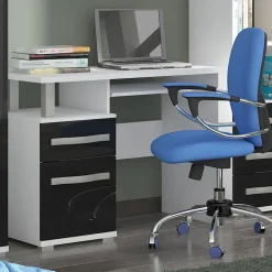 Garnero Arredamenti Scrivanie Per Ragazzi|Scrivanie Ufficio-Scrivania 100x53cm ufficio salvaspazio bianco opaco e nero lucido Rosy