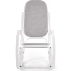 Garnero Arredamenti Poltrone Relax|Poltroncine Imbottite-Sedia a dondolo in tessuto grigio legno bianco Hacchan Bianco - Grigio