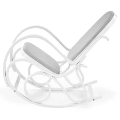 Garnero Arredamenti Poltrone Relax|Poltroncine Imbottite-Sedia a dondolo in tessuto grigio legno bianco Hacchan Bianco - Grigio
