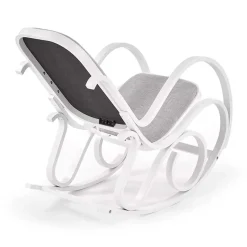 Garnero Arredamenti Poltrone Relax|Poltroncine Imbottite-Sedia a dondolo in tessuto grigio legno bianco Hacchan Bianco - Grigio