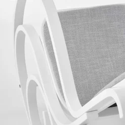 Garnero Arredamenti Poltrone Relax|Poltroncine Imbottite-Sedia a dondolo in tessuto grigio legno bianco Hacchan Bianco - Grigio
