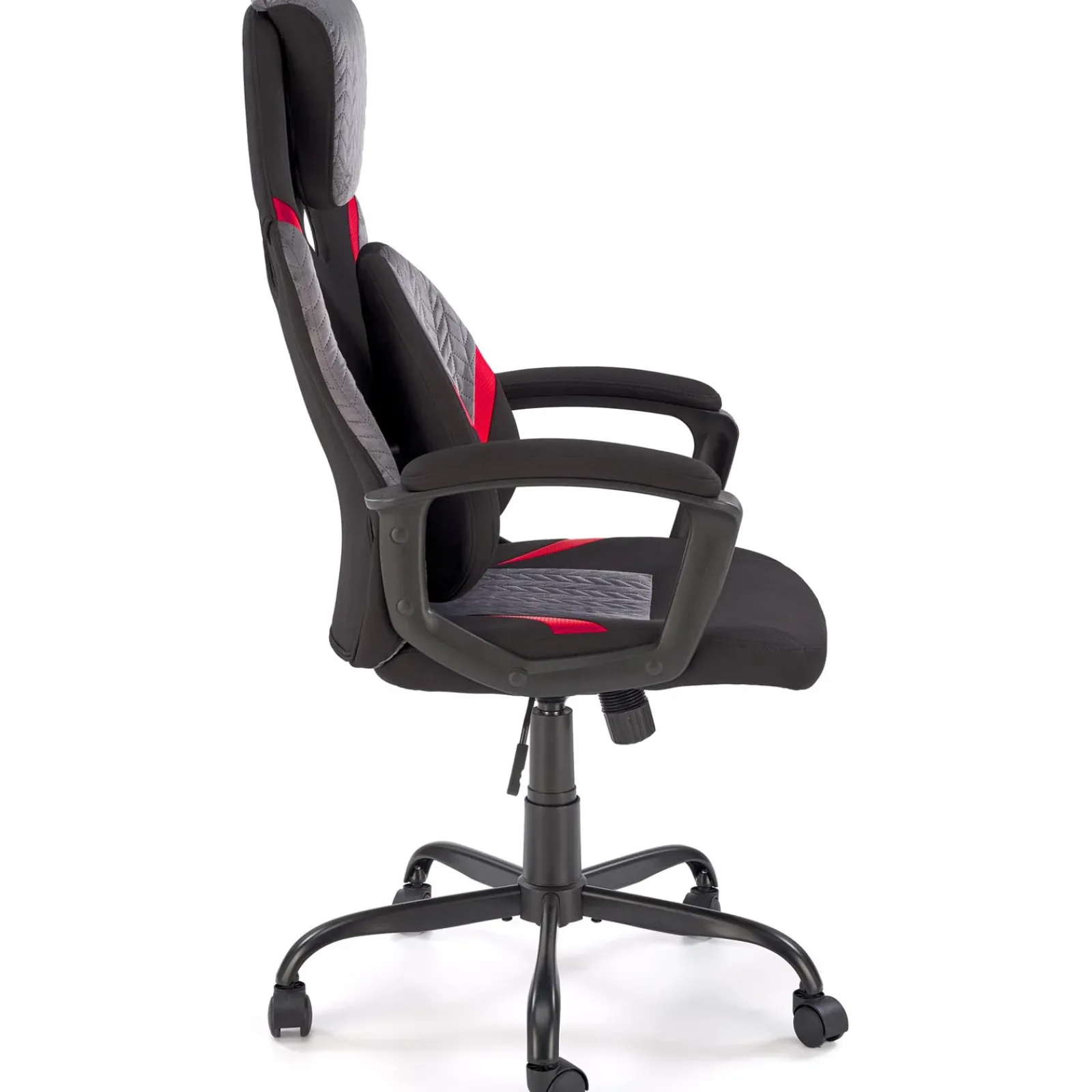 Garnero Arredamenti Sedie Da Ufficio|Sedie Scrivania Ufficio-Sedia da gaming ergonomica con supporto lombare in tessuto grigio nero rosso Buzz