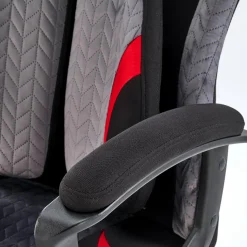 Garnero Arredamenti Sedie Da Ufficio|Sedie Scrivania Ufficio-Sedia da gaming ergonomica con supporto lombare in tessuto grigio nero rosso Buzz