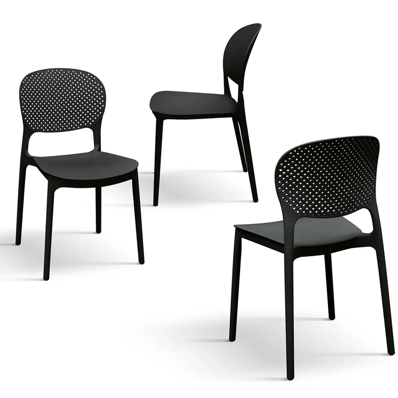 Garnero Arredamenti Sedie Da Giardino-Sedia da giardino esterno bar dehors impilabile in polipropilene Elbow Nero