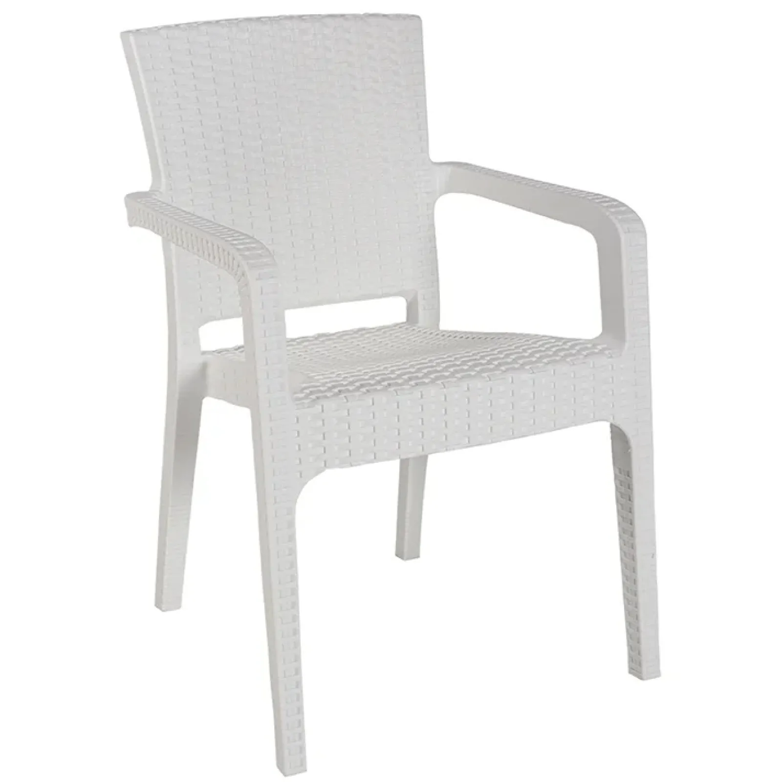 Garnero Arredamenti Sedie Da Giardino-Sedia da giardino esterno bar dehors con braccioli polipropilene effetto rattan Maddy Bianco