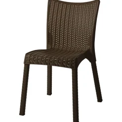 Garnero Arredamenti Sedie Da Giardino-Sedia da giardino esterno bar dehors polipropilene effetto rattan scuro Rossana Marrone