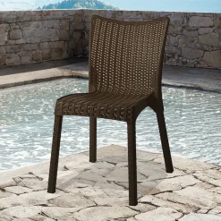 Garnero Arredamenti Sedie Da Giardino-Sedia da giardino esterno bar dehors polipropilene effetto rattan scuro Rossana Marrone