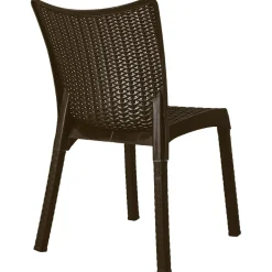 Garnero Arredamenti Sedie Da Giardino-Sedia da giardino esterno bar dehors polipropilene effetto rattan scuro Rossana Marrone