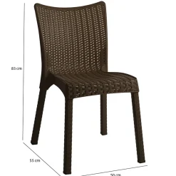 Garnero Arredamenti Sedie Da Giardino-Sedia da giardino esterno bar dehors polipropilene effetto rattan scuro Rossana Marrone