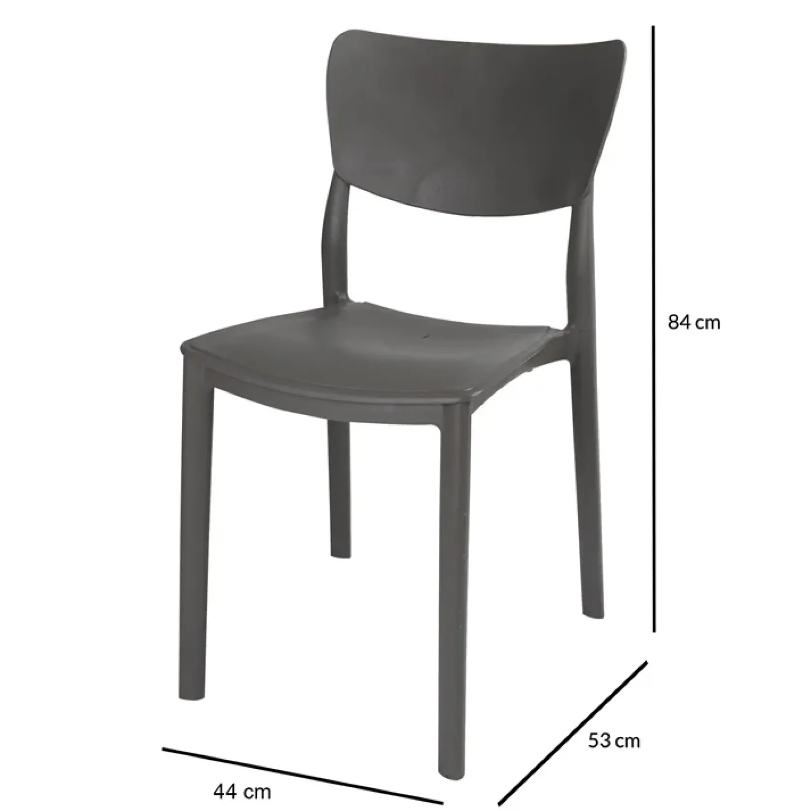Garnero Arredamenti Sedie Da Giardino-Sedia da giardino esterno bar dehors impilabile polipropilene grigio Tania Antracite