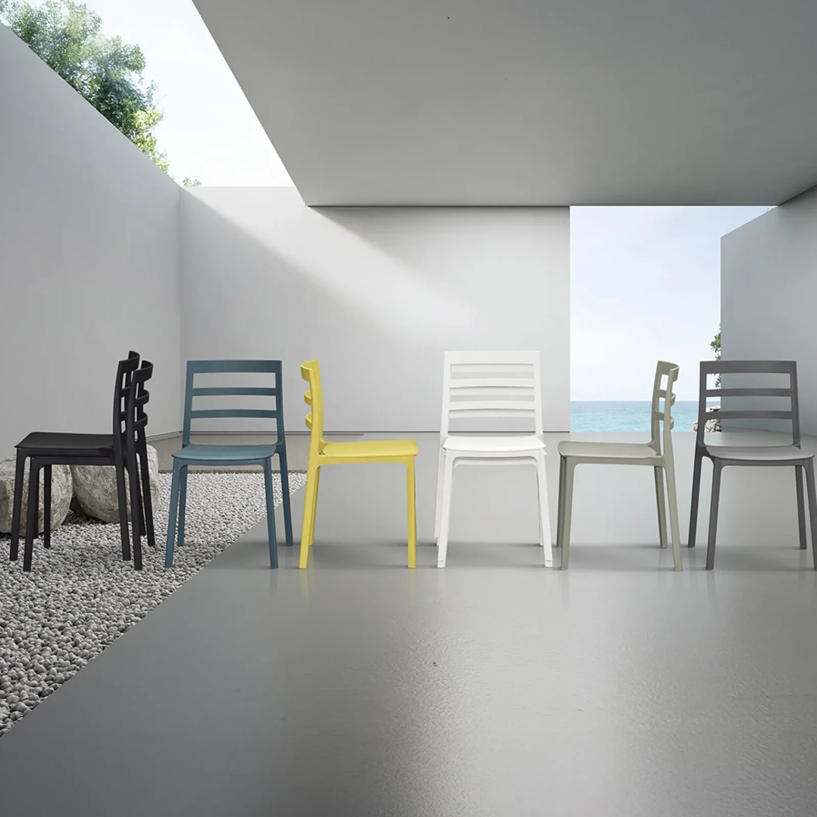 Garnero Arredamenti Sedie Da Giardino-Sedia da giardino esterno bar dehors impilabile polipropilene Nature Verde