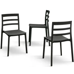 Garnero Arredamenti Sedie Da Giardino-Sedia da giardino esterno bar dehors impilabile polipropilene Nature Nero