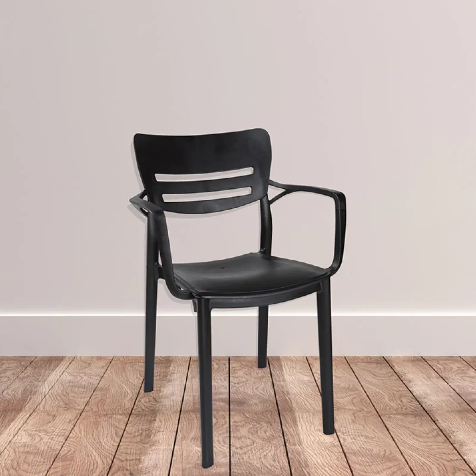 Garnero Arredamenti Sedie Da Giardino|Sedie Polipropilene-Sedia da giardino esterno bar dehors moderna in polipropilene con braccioli nera Gemma