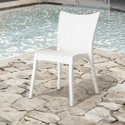 Garnero Arredamenti Sedie Da Giardino-Sedia da giardino esterno bar dehors polipropilene effetto rattan Rossana Bianco