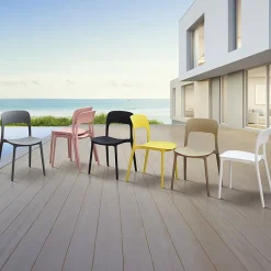 Garnero Arredamenti Sedie Da Giardino-Sedia da giardino esterno bar dehors impilabile polipropilene grigia Halyard Grigio