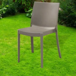 Garnero Arredamenti Sedie Da Giardino-Sedia da giardino impilabile plastica Olbia Tortora