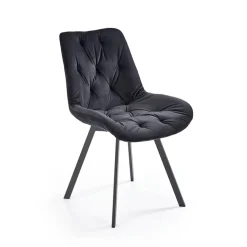 Garnero Arredamenti Sedie In Tessuto-Sedia da pranzo imbottita in velluto Sango Nero