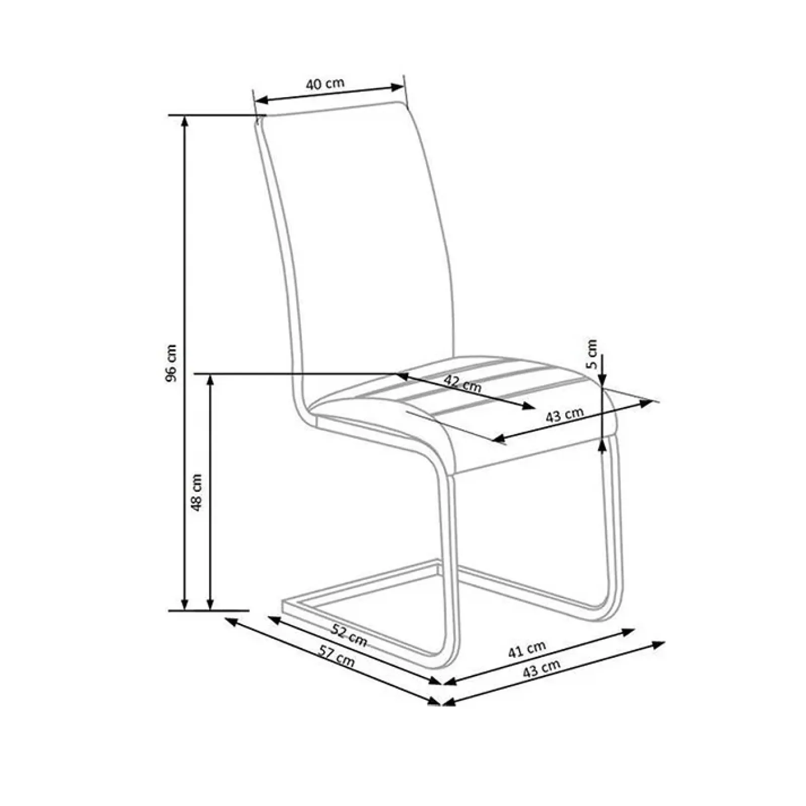 Garnero Arredamenti Sedie Imbottite Ecopelle-Sedia da pranzo imbottita a slitta in ecopelle bianco e acciaio cromato Diamante