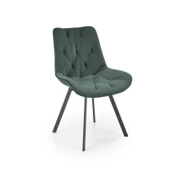 Garnero Arredamenti Sedie In Tessuto-Sedia da pranzo imbottita in velluto scuro nero Sango Verde
