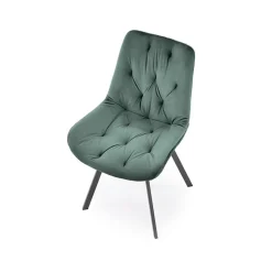 Garnero Arredamenti Sedie In Tessuto-Sedia da pranzo imbottita in velluto scuro nero Sango Verde