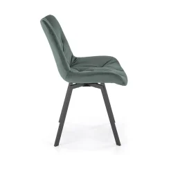 Garnero Arredamenti Sedie In Tessuto-Sedia da pranzo imbottita in velluto scuro nero Sango Verde
